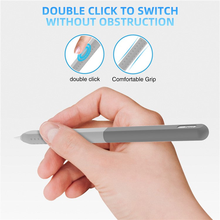 STOYOBE For Apple Pencil Pro / Pencil (2nd Generation) Silicone Sleeve Anti-Drop 2-Piece Pencil Protective Cover - Graduated Grey