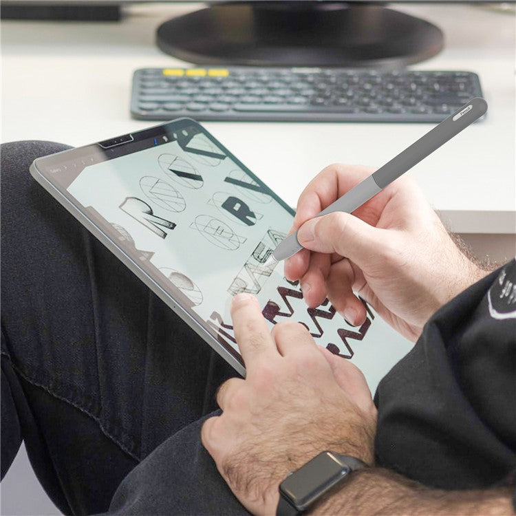 STOYOBE For Apple Pencil Pro / Pencil (2nd Generation) Silicone Sleeve Anti-Drop 2-Piece Pencil Protective Cover - Graduated Grey