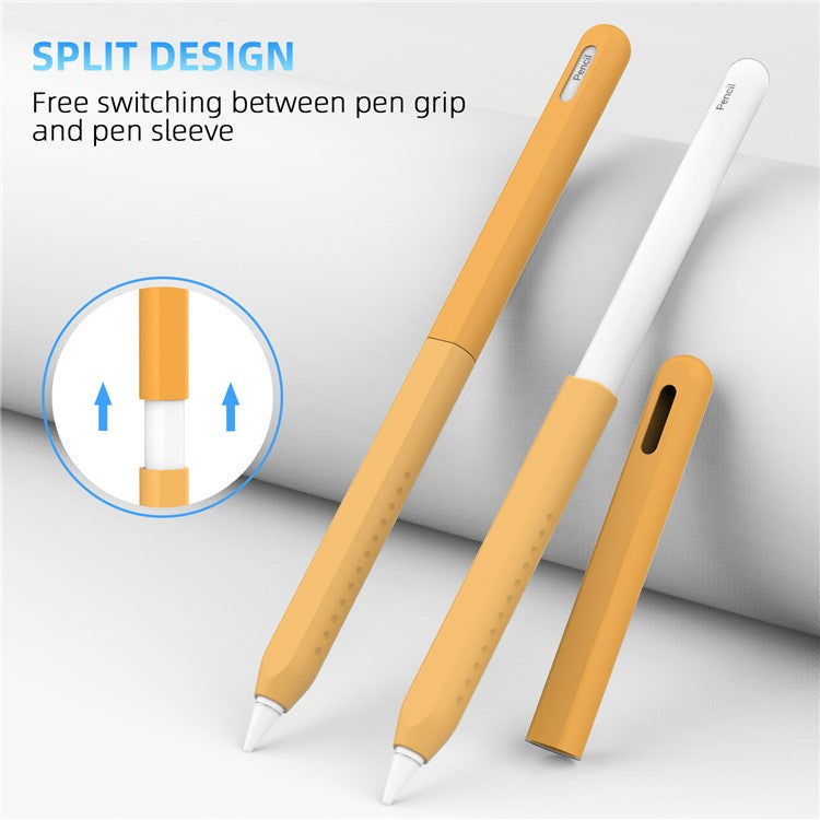 STOYOBE For Apple Pencil Pro / Pencil (2nd Generation) Silicone Sleeve Anti-Drop 2-Piece Pencil Protective Cover - Graduated Orange
