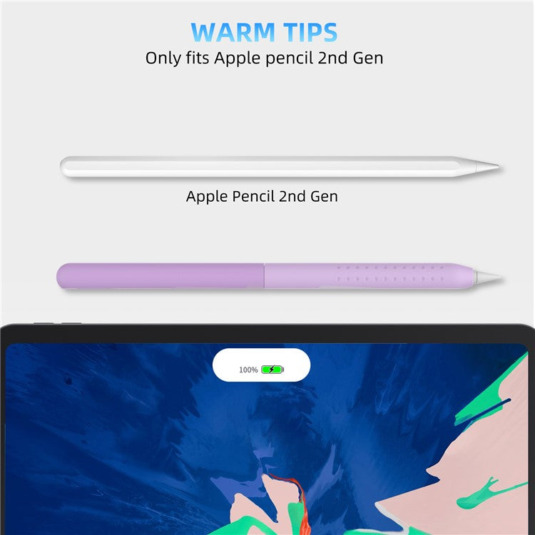 STOYOBE For Apple Pencil Pro / Pencil (2nd Generation) Silicone Sleeve Anti-Drop 2-Piece Pencil Protective Cover - Graduated Purple
