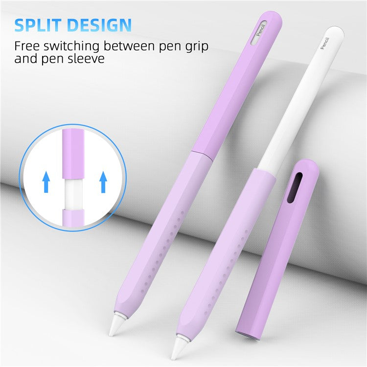STOYOBE For Apple Pencil Pro / Pencil (2nd Generation) Silicone Sleeve Anti-Drop 2-Piece Pencil Protective Cover - Graduated Purple
