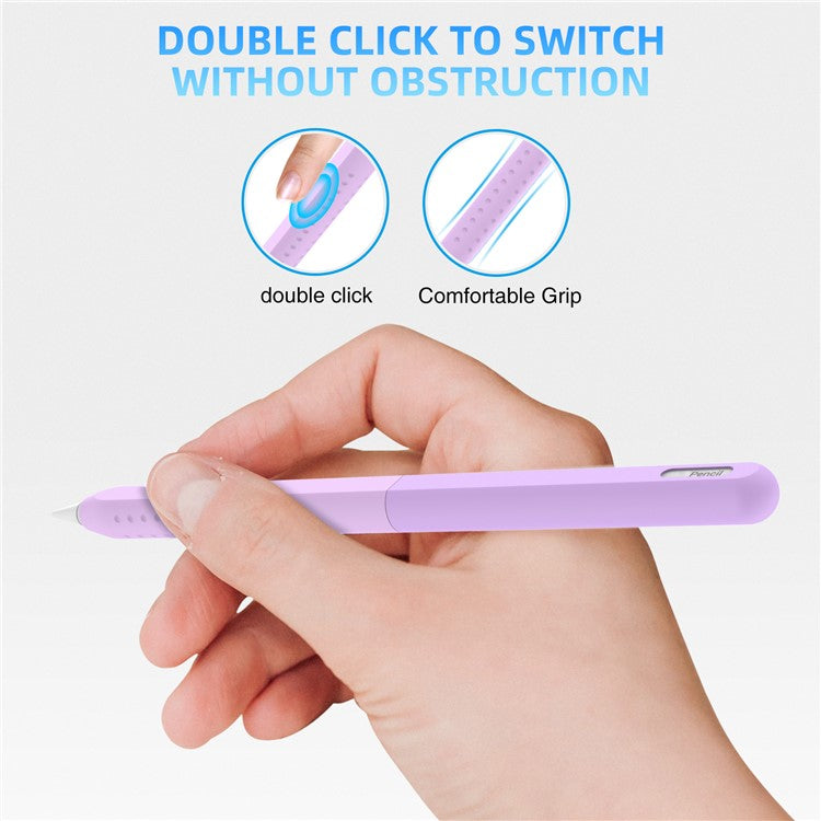 STOYOBE For Apple Pencil Pro / Pencil (2nd Generation) Silicone Sleeve Anti-Drop 2-Piece Pencil Protective Cover - Graduated Purple