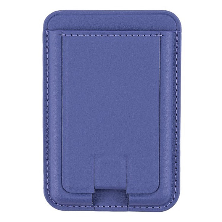MRC048 Card Holder for Back of Phone Stick-on ID Credit Adhesive Leather Pouch Kickstand Card Sleeve Pocket - Purple
