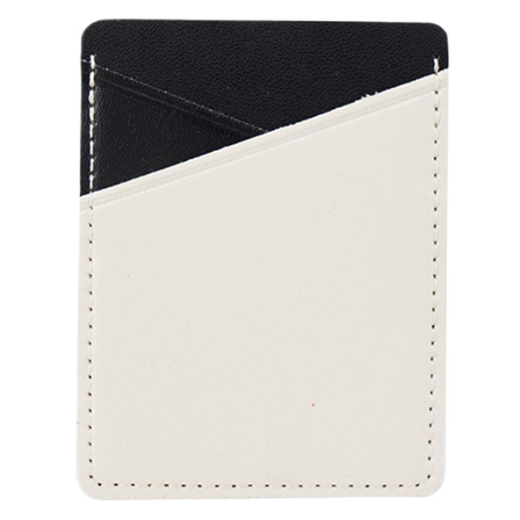MRC011 Mobile Phone Card Case Cross-textured Phone Pocket Adhesive Dual Card Holder - Black / White
