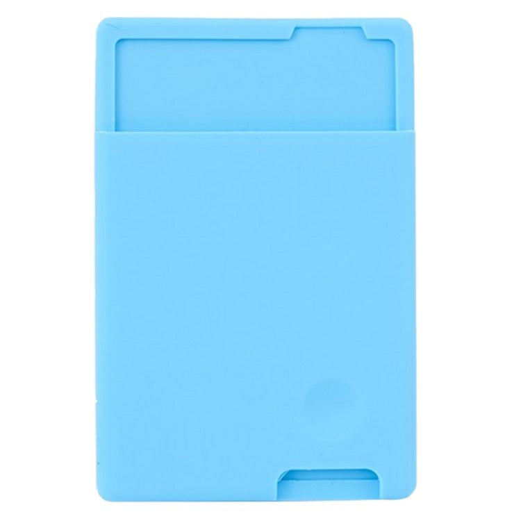 MRC029 Phone Card Holder Adhesive Stick-on Silicone Phone Wallet Card Pocket - Sky Blue