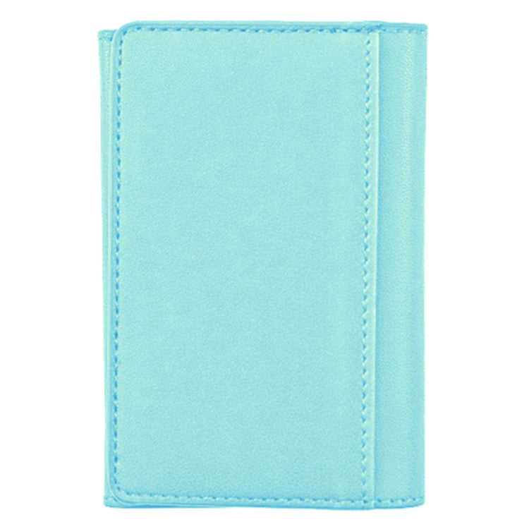 MRC053 Phone Card Holder Four-fold Wallet Magnetic Card Sleeve Pocket Leather Cell Phone Pouch - Sky Blue