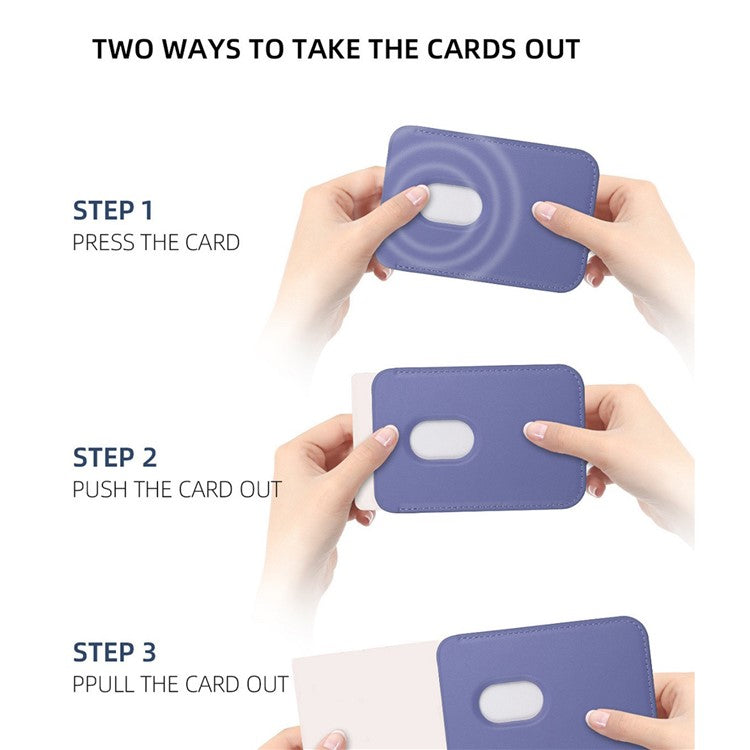 MRC054 Compatible with MagSafe Card Holder for AirTag Pocket Leather Magnetic Card Wallet - Sapphire