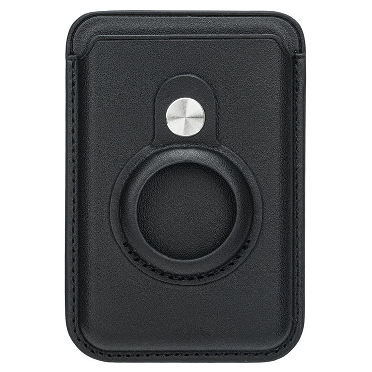MRC054 Compatible with MagSafe Card Holder for AirTag Pocket Leather Magnetic Card Wallet - Black