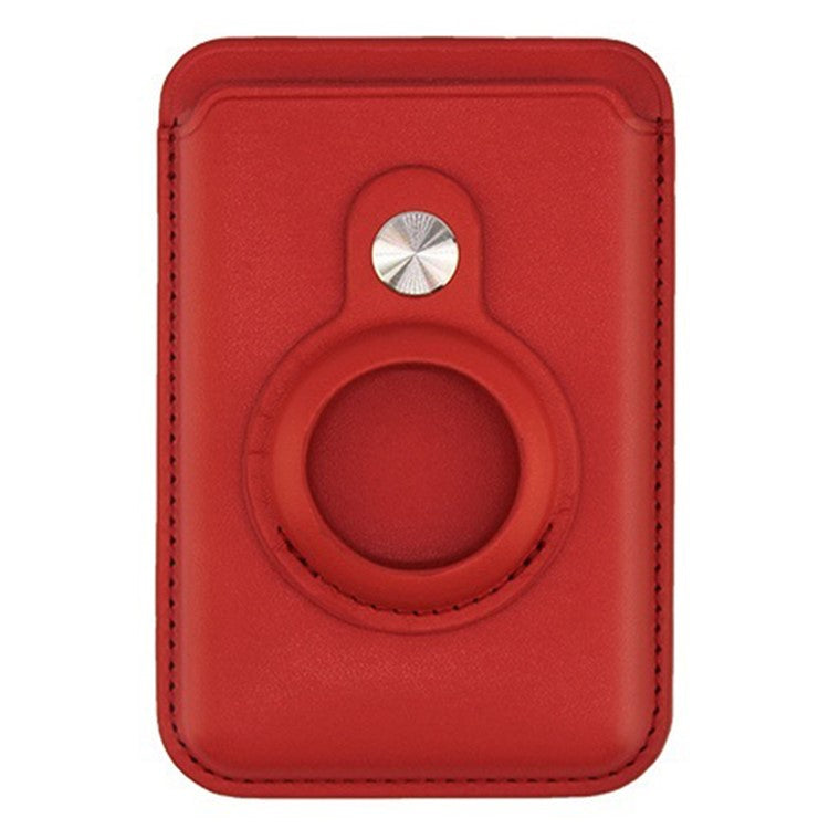 MRC054 Compatible with MagSafe Card Holder for AirTag Pocket Leather Magnetic Card Wallet - Red