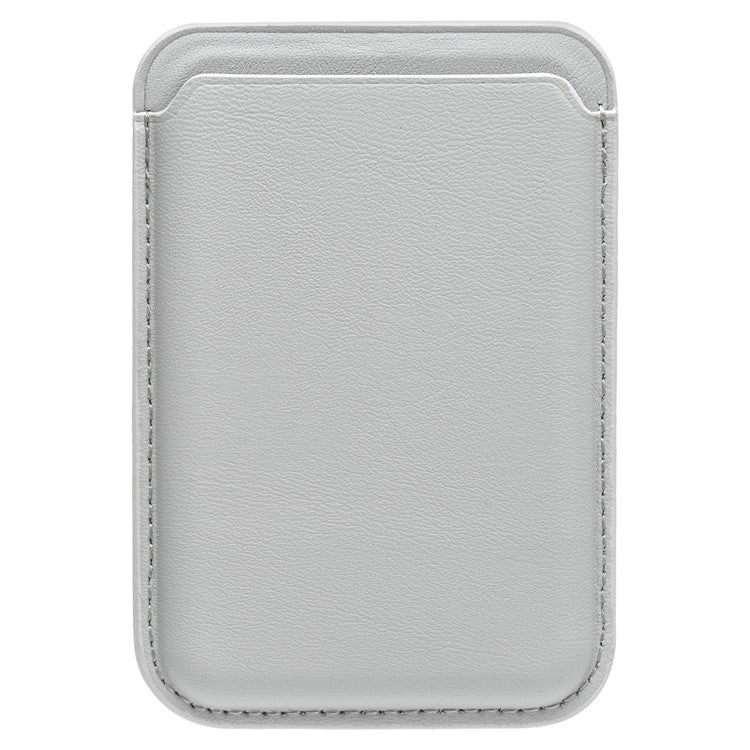MRC040-2 Magnetic Card Holder Detachable PU Leather Wallet Compatible with MagSafe - Light Grey