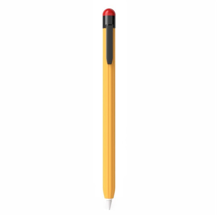 For Apple Pencil Pro / Pencil (2nd Generation) Silicone Sleeve Shockproof Ultra-Thin Stylus Pen Cover with Clip Design - Yellow
