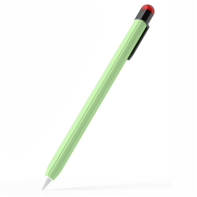 For Apple Pencil Pro / Pencil (2nd Generation) Silicone Sleeve Shockproof Ultra-Thin Stylus Pen Cover with Clip Design - Matcha Green