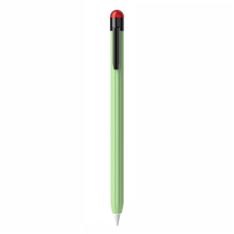 For Apple Pencil Pro / Pencil (2nd Generation) Silicone Sleeve Shockproof Ultra-Thin Stylus Pen Cover with Clip Design - Matcha Green