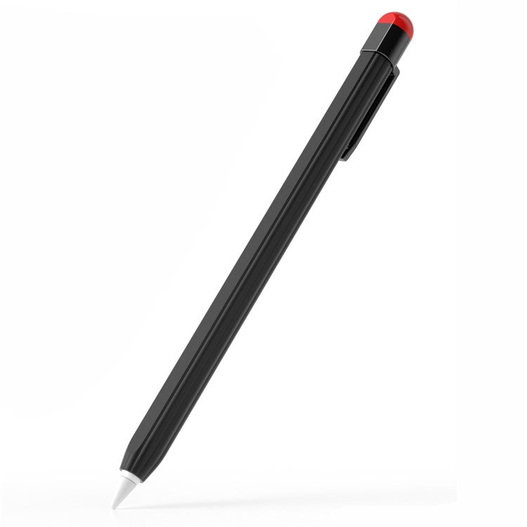 For Apple Pencil Pro / Pencil (2nd Generation) Silicone Sleeve Shockproof Ultra-Thin Stylus Pen Cover with Clip Design - Black