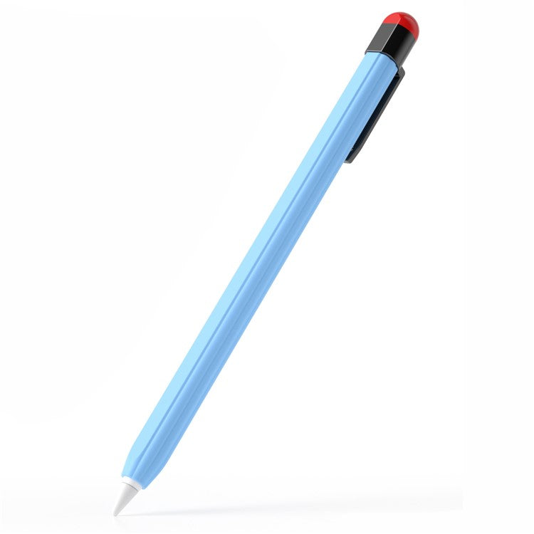 For Apple Pencil Pro / Pencil (2nd Generation) Silicone Sleeve Shockproof Ultra-Thin Stylus Pen Cover with Clip Design - Sky Blue