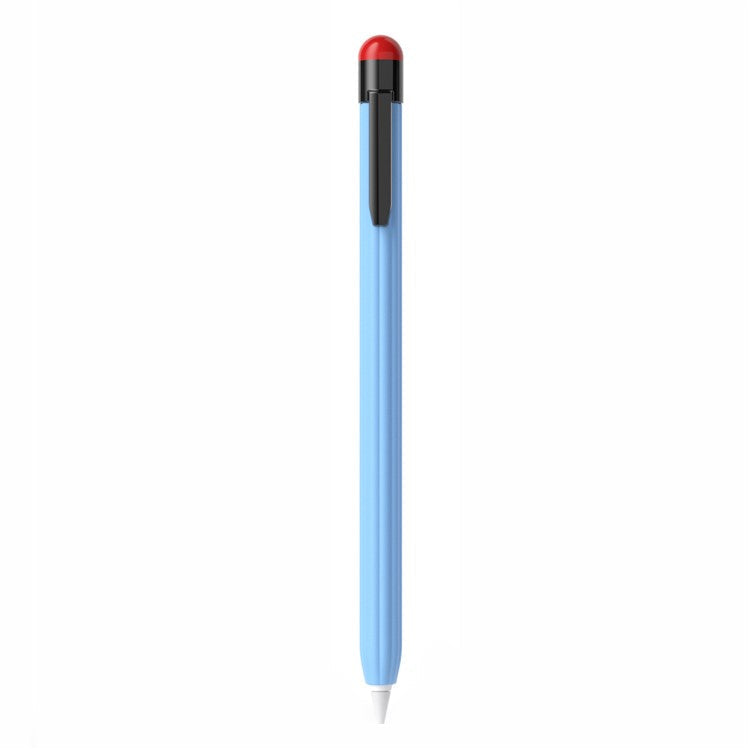 For Apple Pencil Pro / Pencil (2nd Generation) Silicone Sleeve Shockproof Ultra-Thin Stylus Pen Cover with Clip Design - Sky Blue