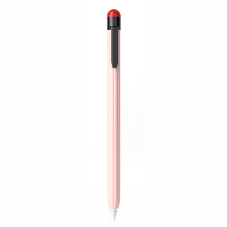 For Apple Pencil Pro / Pencil (2nd Generation) Silicone Sleeve Shockproof Ultra-Thin Stylus Pen Cover with Clip Design - Sakura Pink