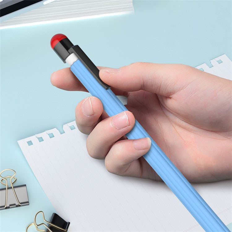 For Apple Pencil Pro / Pencil (2nd Generation) Silicone Sleeve Shockproof Ultra-Thin Stylus Pen Cover with Clip Design - Sakura Pink