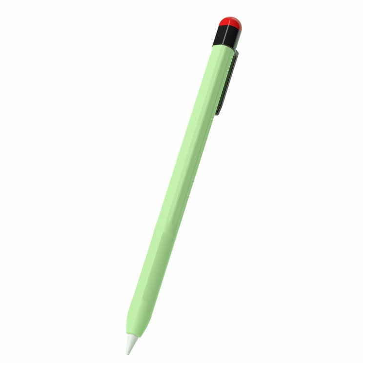 For Apple Pencil Pro / Pencil (2nd Generation) Stylus Pen Sleeve Silicone Anti-Dust Clip Design Cover - Matcha Green