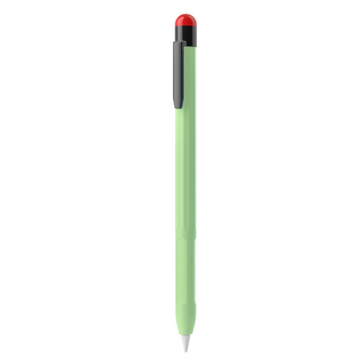 For Apple Pencil Pro / Pencil (2nd Generation) Stylus Pen Sleeve Silicone Anti-Dust Clip Design Cover - Matcha Green