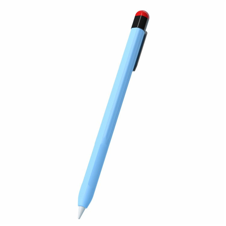 For Apple Pencil Pro / Pencil (2nd Generation) Stylus Pen Sleeve Silicone Anti-Dust Clip Design Cover - Sky Blue