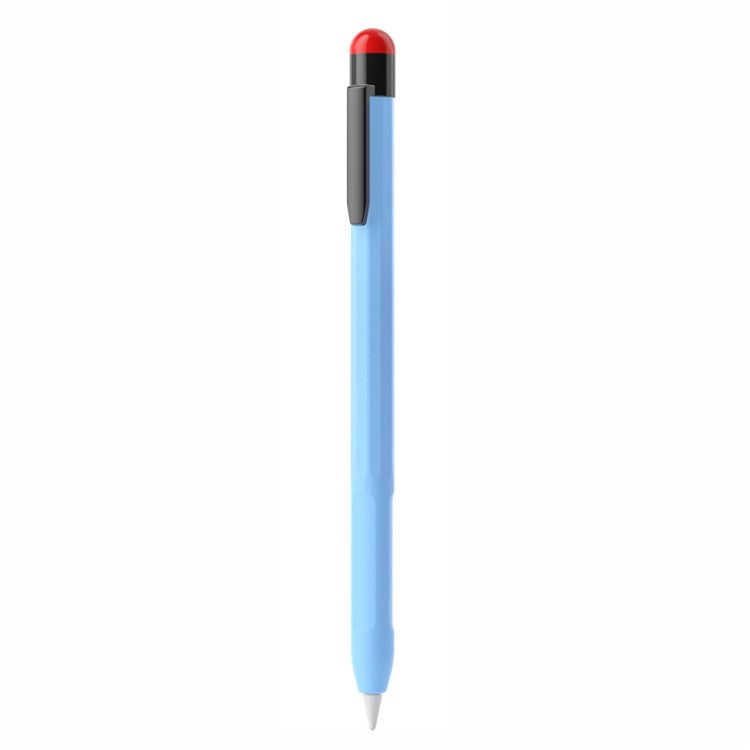 For Apple Pencil Pro / Pencil (2nd Generation) Stylus Pen Sleeve Silicone Anti-Dust Clip Design Cover - Sky Blue