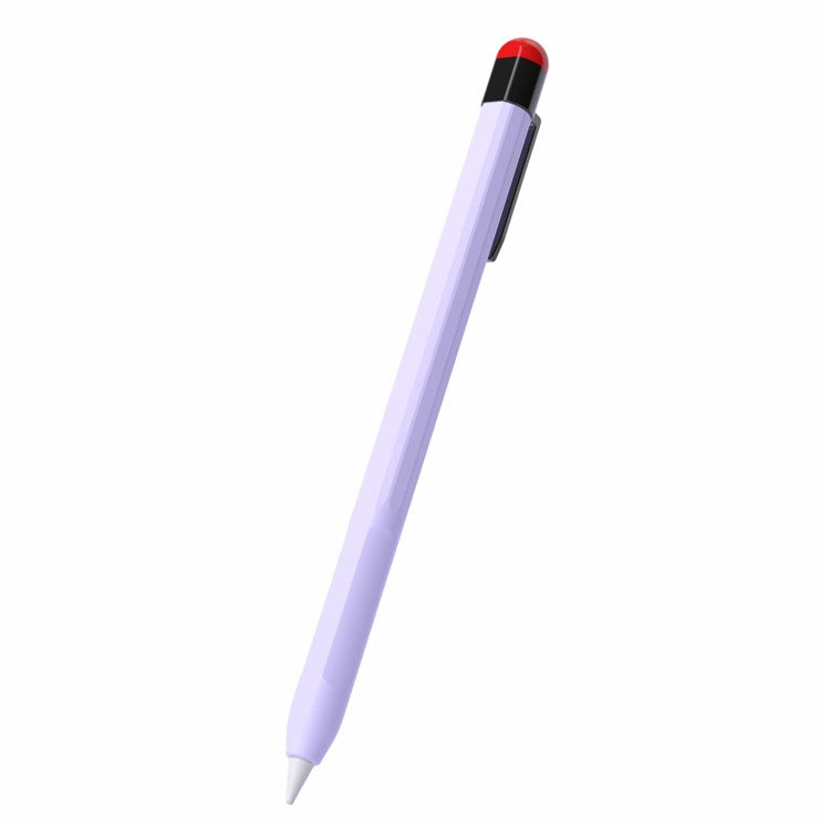For Apple Pencil Pro / Pencil (2nd Generation) Stylus Pen Sleeve Silicone Anti-Dust Clip Design Cover - Lavender Purple