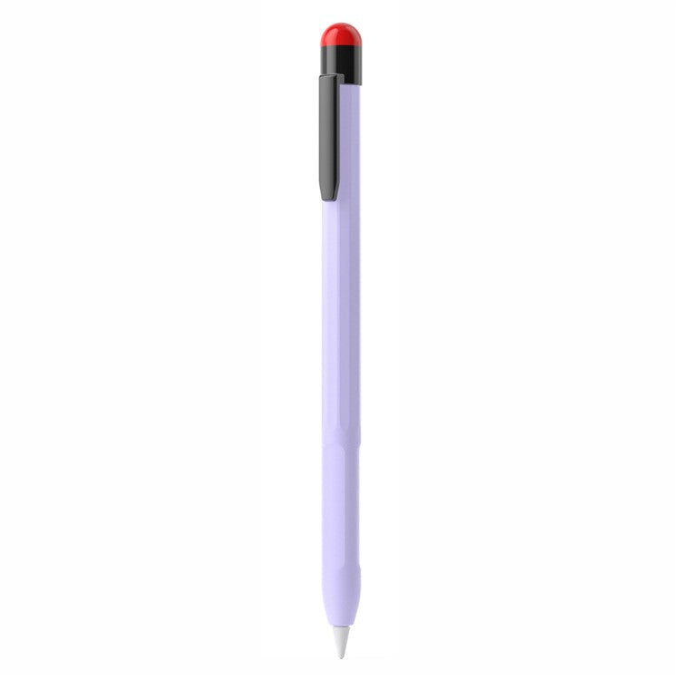 For Apple Pencil Pro / Pencil (2nd Generation) Stylus Pen Sleeve Silicone Anti-Dust Clip Design Cover - Lavender Purple