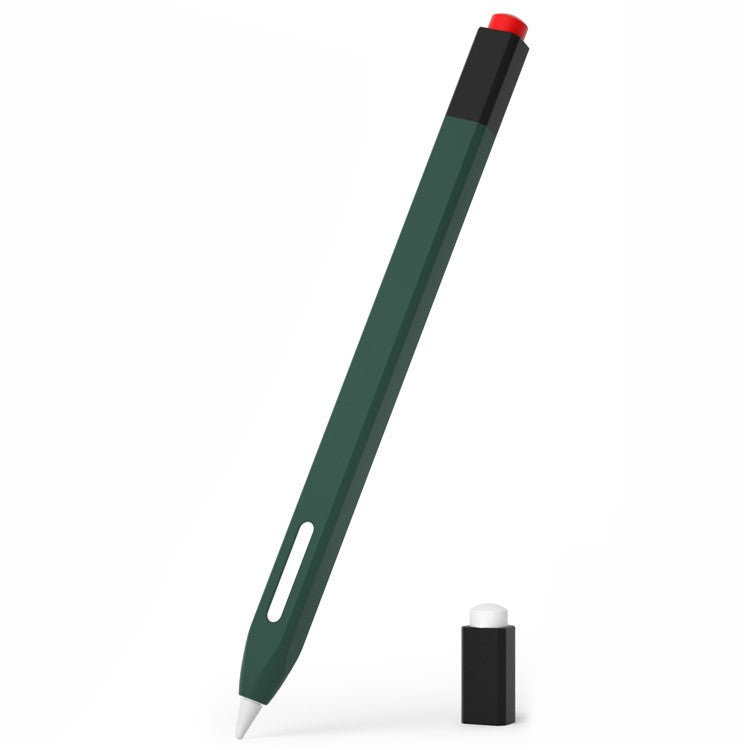 For Apple Pencil Pro / Pencil (2nd Generation) Stylus Pen Cover Anti-Dust Silicone Sleeve - Blackish Green