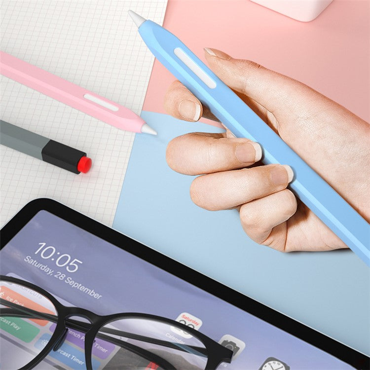 For Apple Pencil Pro / Pencil (2nd Generation) Stylus Pen Cover Anti-Dust Silicone Sleeve - Sky Blue