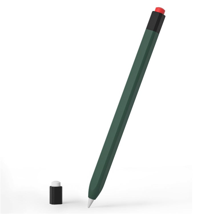 For Apple Pencil (1st Generation) Protective Sleeve Scratch-proof Silicone Stylus Pen Cover - Blackish Green