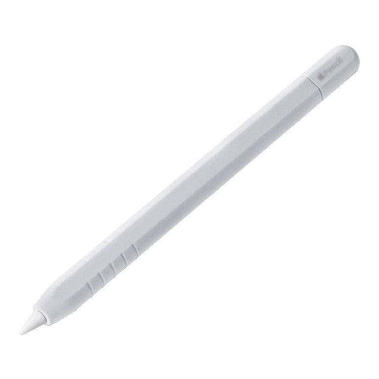 For Apple Pencil (USB-C) Silicone Sleeve Anti-Drop Stylus Pencil Protective Case with Tip Cap - White