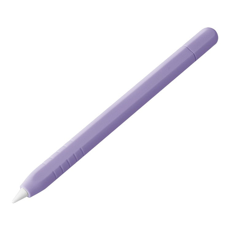 For Apple Pencil (USB-C) Silicone Sleeve Anti-Drop Stylus Pencil Protective Case with Tip Cap - Purple