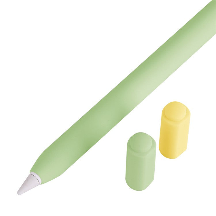 For Apple Pencil (USB-C) Silicone Sleeve with 2 Tip Caps, Drop-Proof Stylus Protective Case - Matcha Green