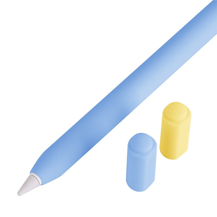 For Apple Pencil (USB-C) Silicone Sleeve with 2 Tip Caps, Drop-Proof Stylus Protective Case - Sky Blue