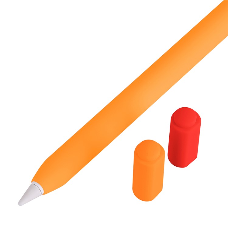 For Apple Pencil (USB-C) Silicone Sleeve with 2 Tip Caps, Drop-Proof Stylus Protective Case - Orange