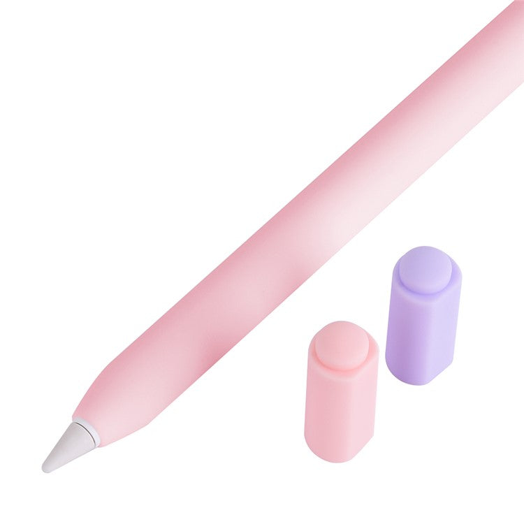 For Apple Pencil (USB-C) Silicone Sleeve with 2 Tip Caps, Drop-Proof Stylus Protective Case - Pink