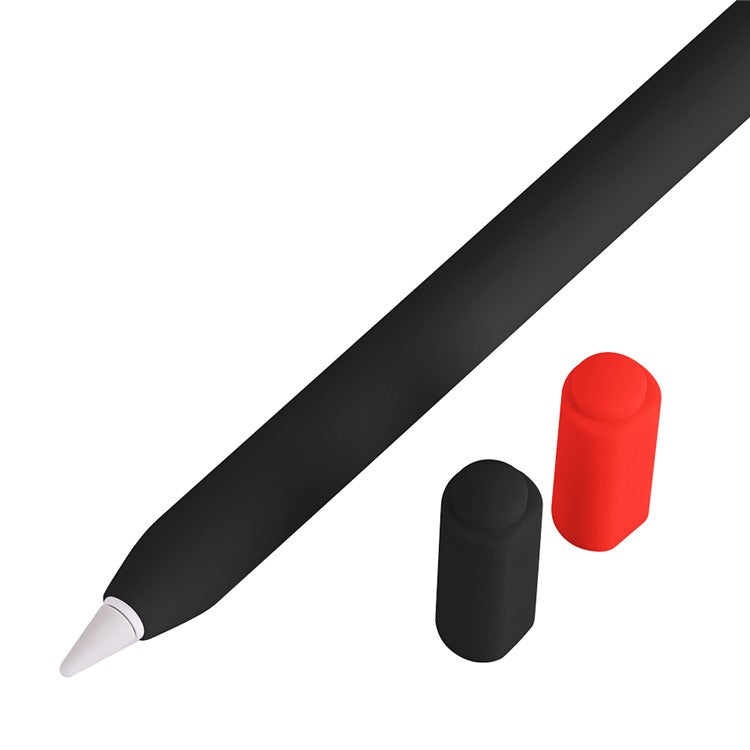 For Apple Pencil (USB-C) Silicone Sleeve with 2 Tip Caps, Drop-Proof Stylus Protective Case - Black