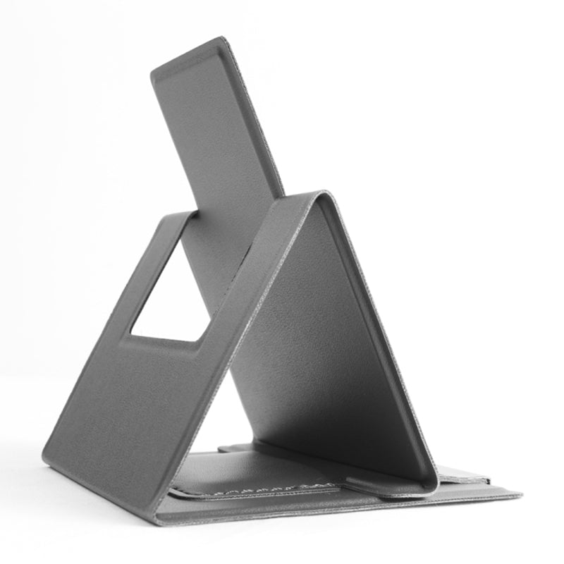 Ultra-Thin Foldable Cell Phone Holder PU Leather Phone Desktop Stand - Grey