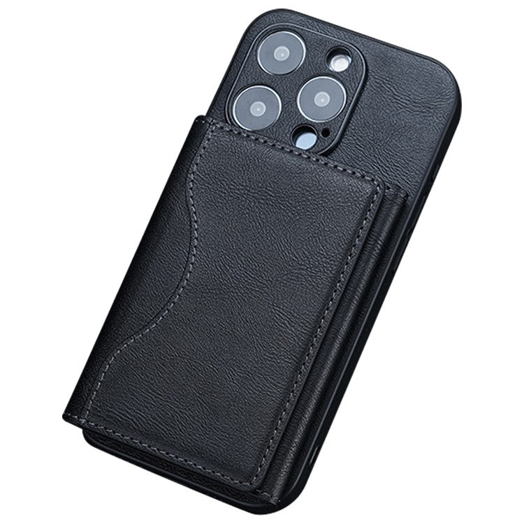 Compatible with MagSafe Card Holder Tri-fold Wallet Kickstand for iPhone 12-15 - Black