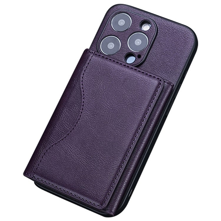 Compatible with MagSafe Card Holder Tri-fold Wallet Kickstand for iPhone 12-15 - Purple