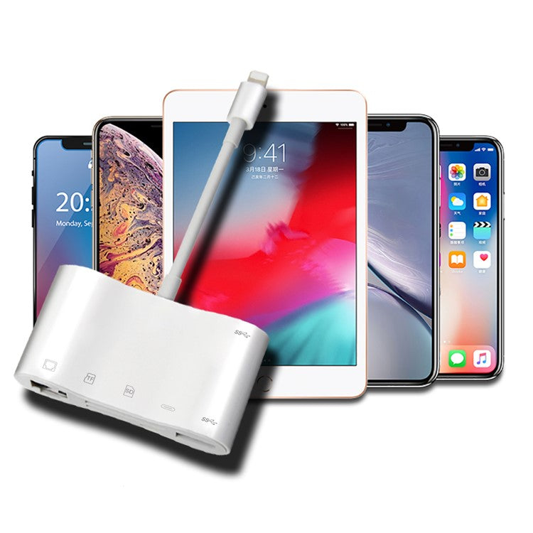 6 in 1 Lightning Hub RJ45 Ethernet Adapter for iPhone iPad iPod Touch, OTG TF/SD Card Reader