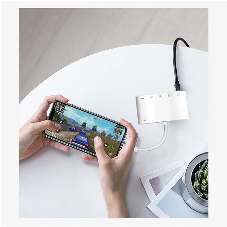 6 in 1 Lightning Hub RJ45 Ethernet Adapter for iPhone iPad iPod Touch, OTG TF/SD Card Reader