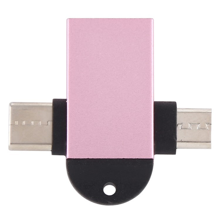 USB3.0 Female to Type-C+Micro USB Multifunction OTG Adapter - Pink