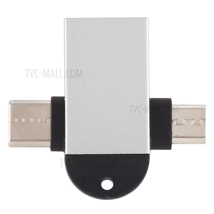 USB3.0 Female to Type-C+Micro USB Multifunction OTG Adapter - Silver