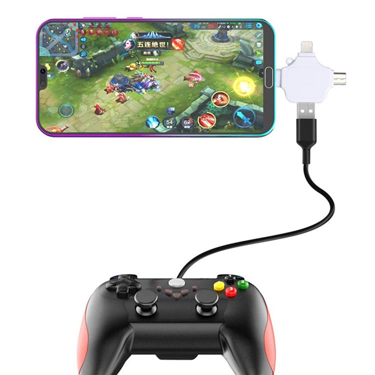 Lightning / USB Type-C / Micro-USB to USB 3 in 1 OTG Adapter - White