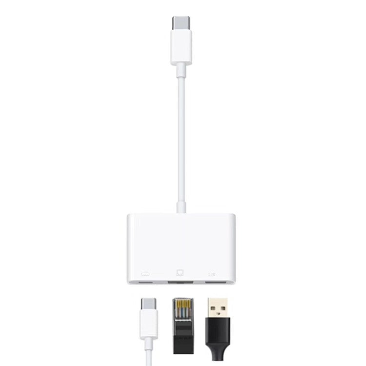 Type-C to RJ45 + USB + Type-C OTG Adapter Cable