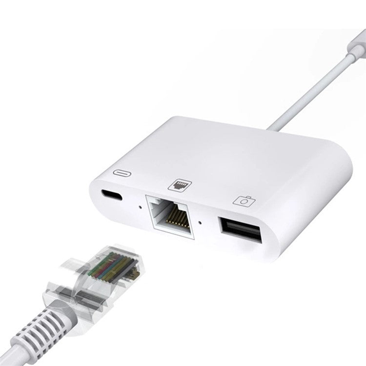 Type-C to RJ45 + USB + Type-C OTG Adapter Cable