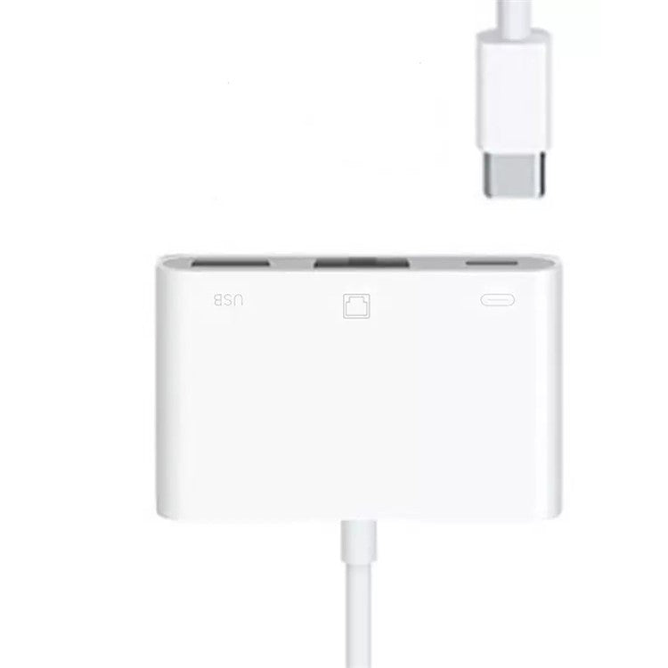 Type-C to RJ45 + USB + Type-C OTG Adapter Cable