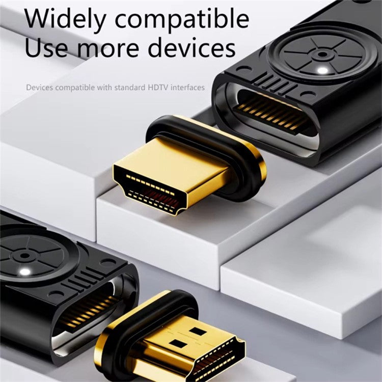 8K 60Hz HDMI to HDMI Side Bend Connector Zinc Alloy Magnetic Adapter (Right Bend) - Black